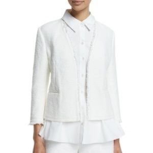 Theory Tweed fray open blazer